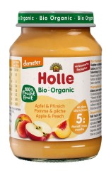 JABŁKO - BRZOSKWINIA BEZ DODATKU CUKRÓW BEZGLUTENOWE OD 5 MIESIĄCA DEMETER BIO 190 g (SŁOIK) - HOLLE